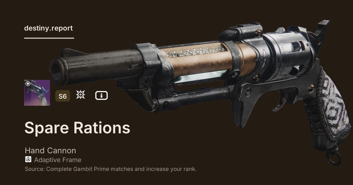 Spare Rations Weapon Spare Rations - Destiny 2 Adaptive Frame Hand Cannon - Destiny Report