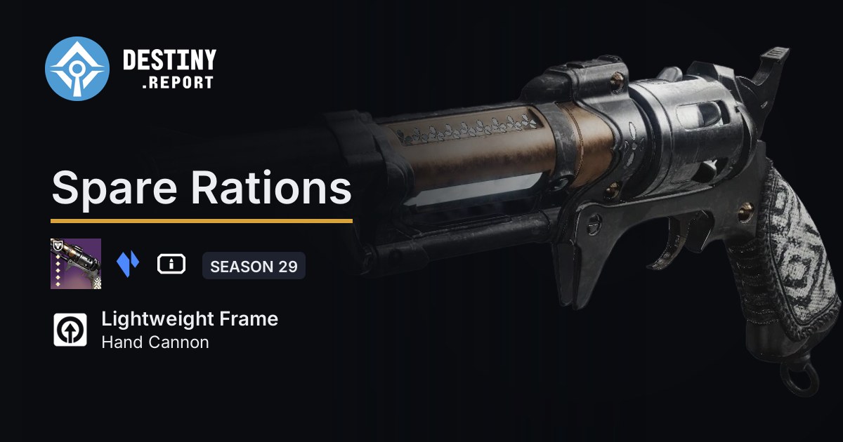 Spare Rations Weapon Spare Rations - Destiny 2 Lightweight Frame Hand Cannon - Destiny Report